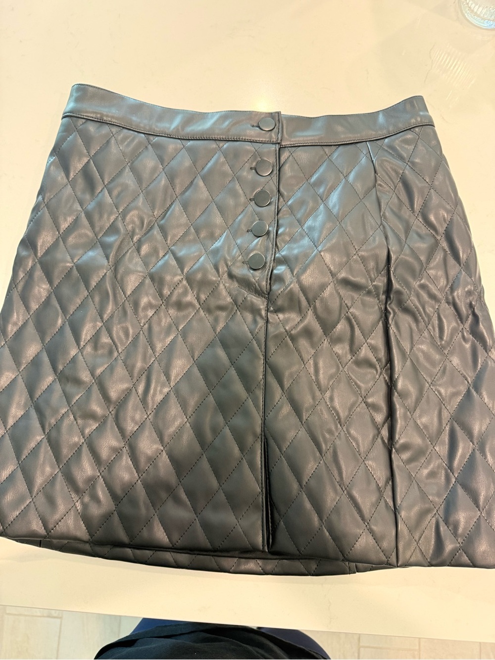entro Quilted Faux Leather Mini Skirt in Dark Gray
